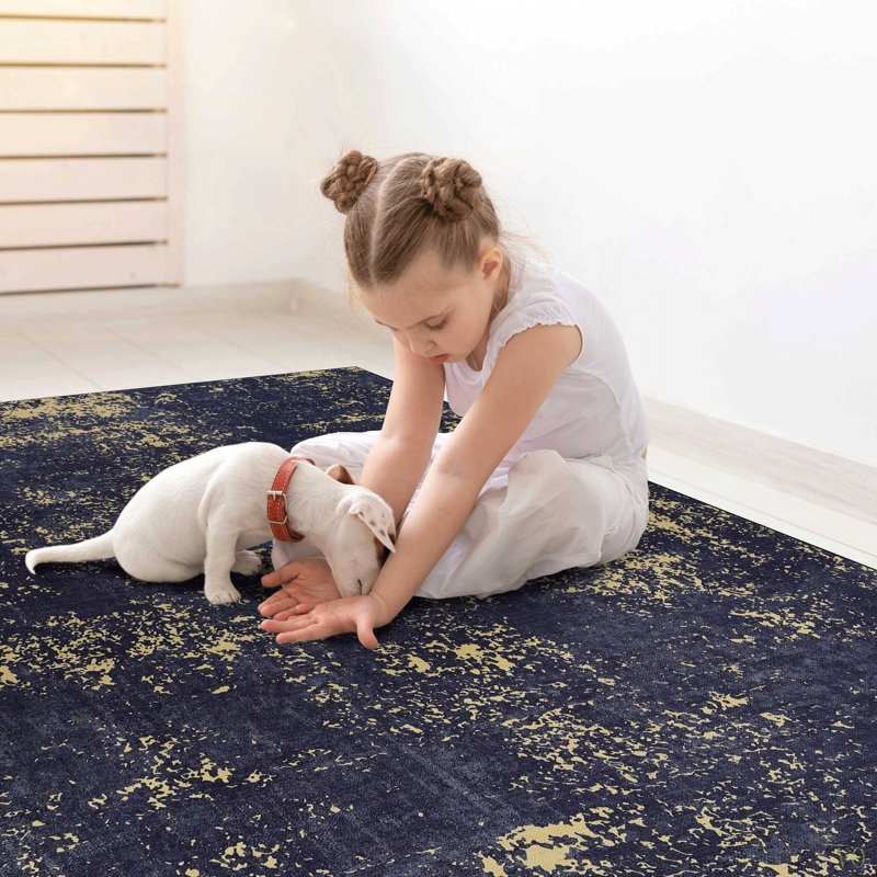 Washable Rug 3X5 Area Rug (3' X 5')Non-Slip, Non-Shedding Low-Pile Rug Perfect For Living Room, Bedroom, Kitchen And High-Traffic Areas