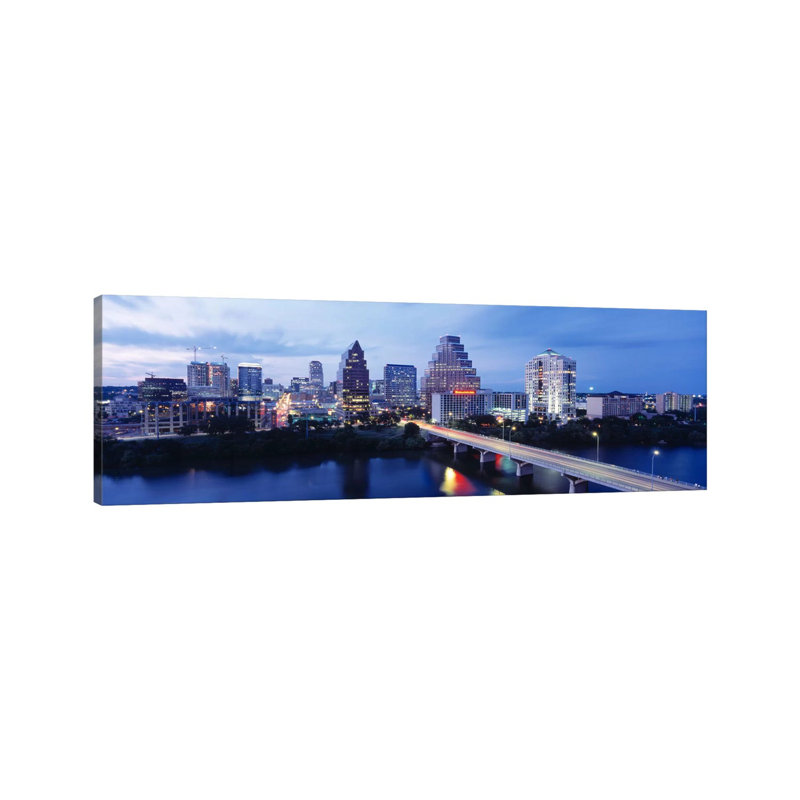 Night, Austin, Texas, USA - Wrapped Canvas Panoramic Print, 152.4 cm H x 50.8 cm W x 3.175 cm D