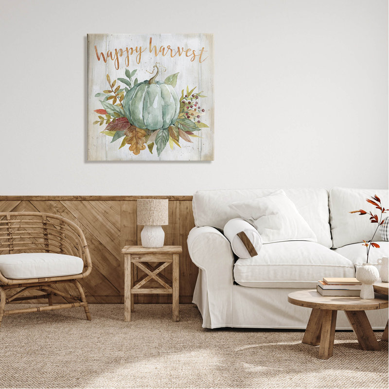 «Happy Harvest Seasonal Pumpkin» par Livi Finn, H 30 po x l 30 po x P 1,5 po