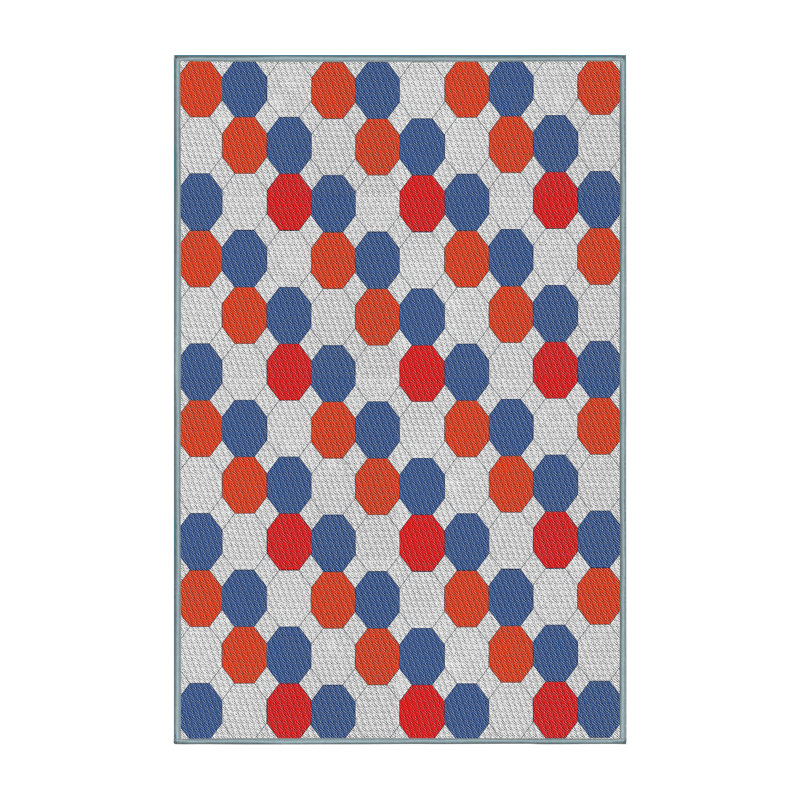 Tapis bleu à motif géométrique Kohut, Rectangle 8 pi x 12 pi