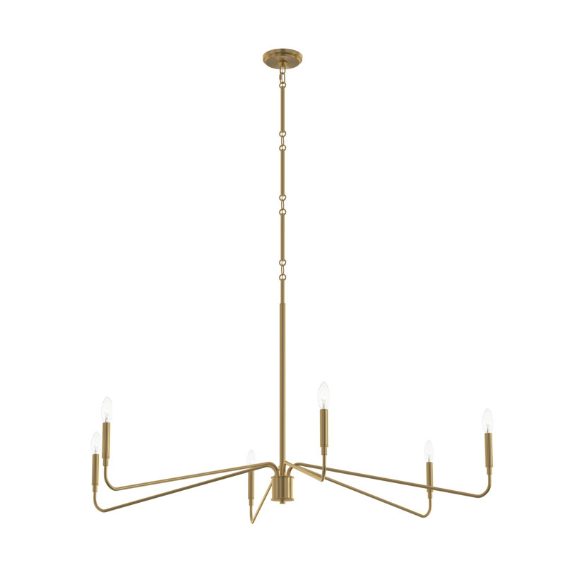 Pilar Extra-Large Brushed Gold 6-Light Chandelier, Brushed Gold