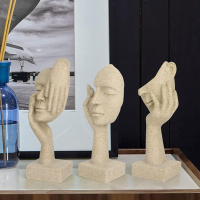 3 Pcs Thinker Statue,Modern Home Resin Sculptures,Collectible Figurines For Home Office Bookshelf Desktop Decor(White)