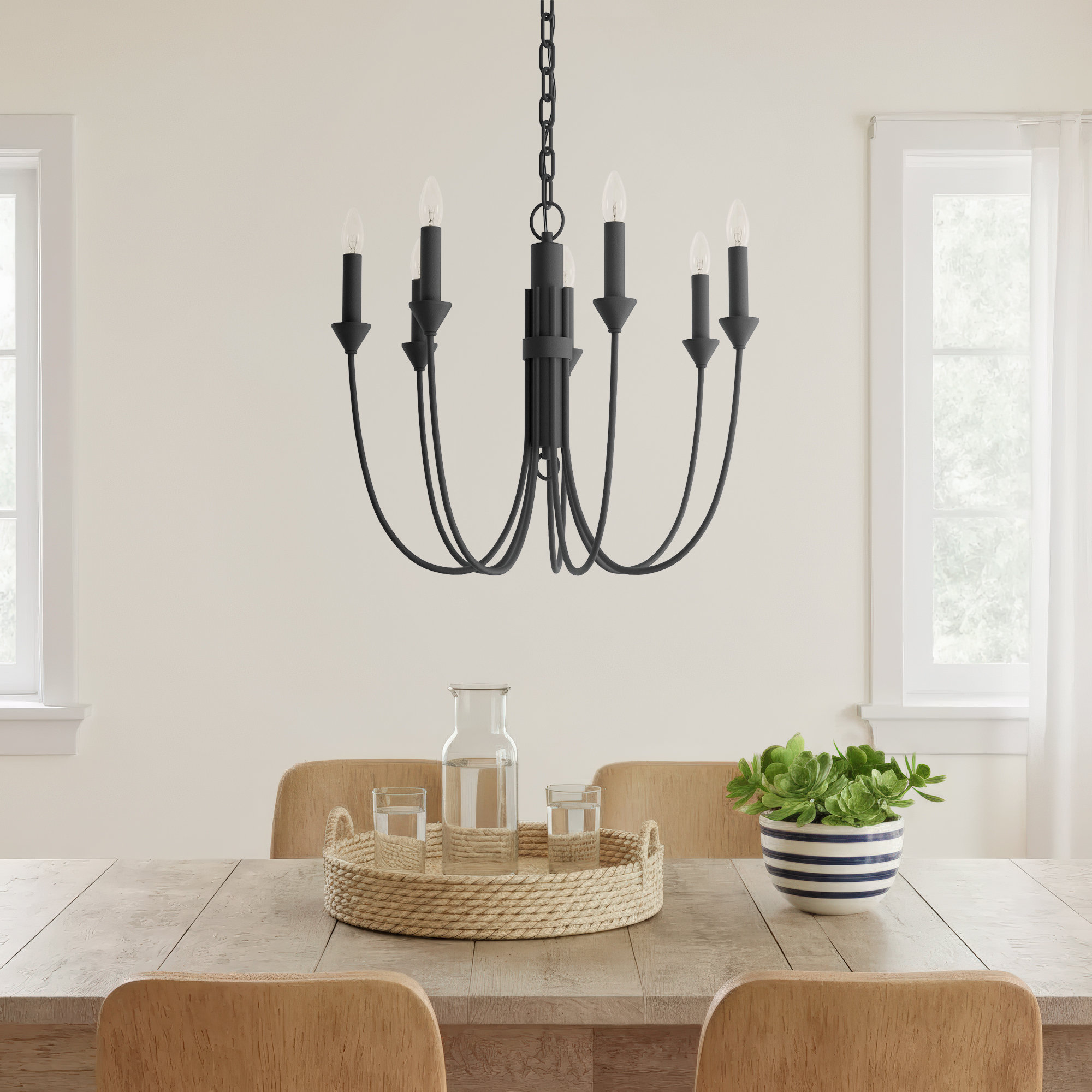 Alexandria 7 - Light Metal Dimmable Chandelier, Forged Iron