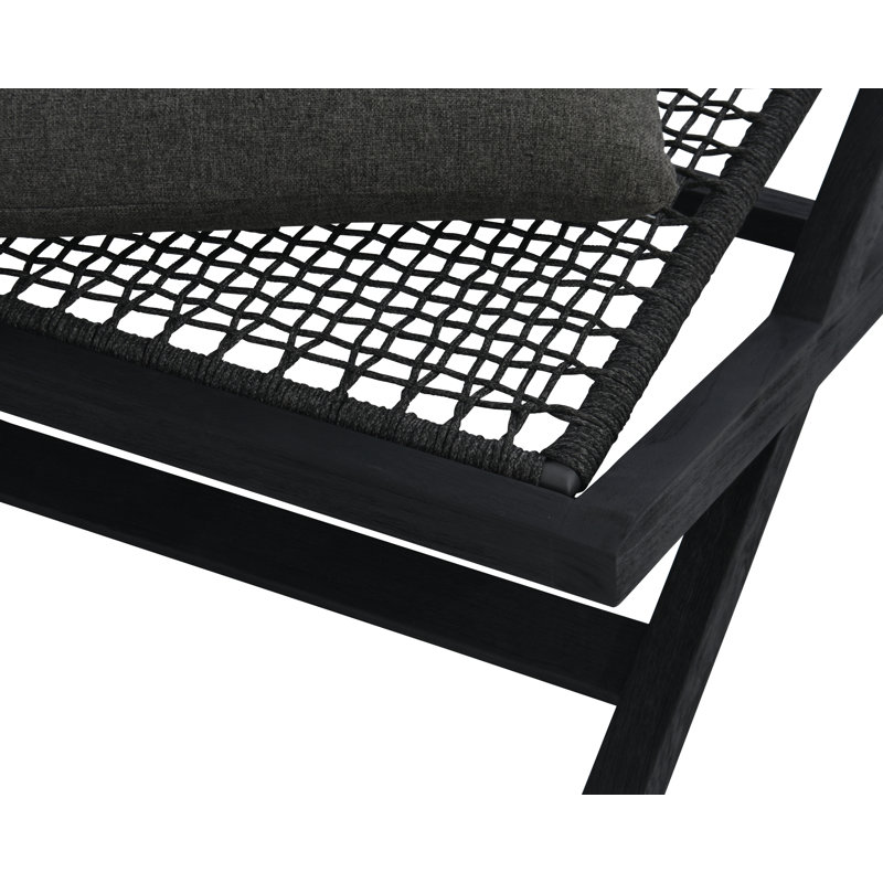 Stinson Outdoor Teak Ottoman, Gray, Black