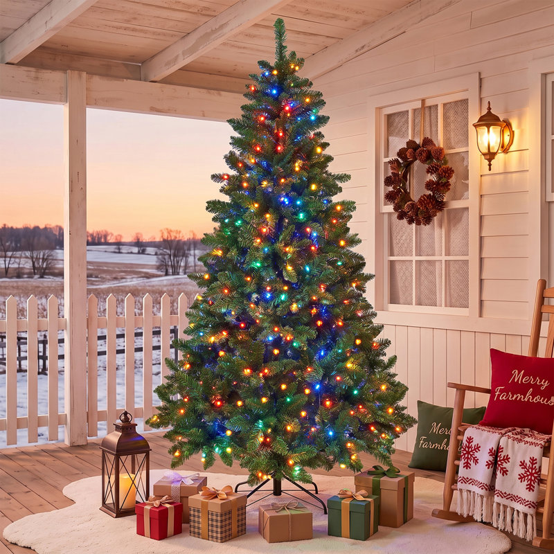 Sapin de Noël artificiel intelligent de 2,74 m (9 pi) préilluminé avec 620 lumières DEL RVB à couleurs changeantes et contrôle par application