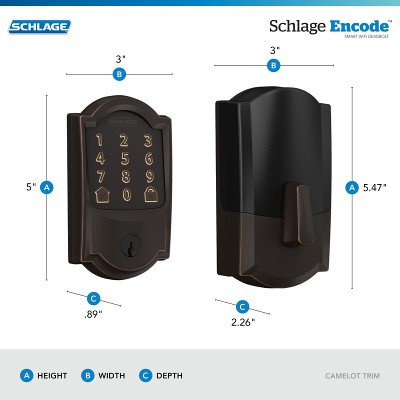 Encode Smart WiFi Deadbolt with Camelot Trim, Aged Bronze, Yes