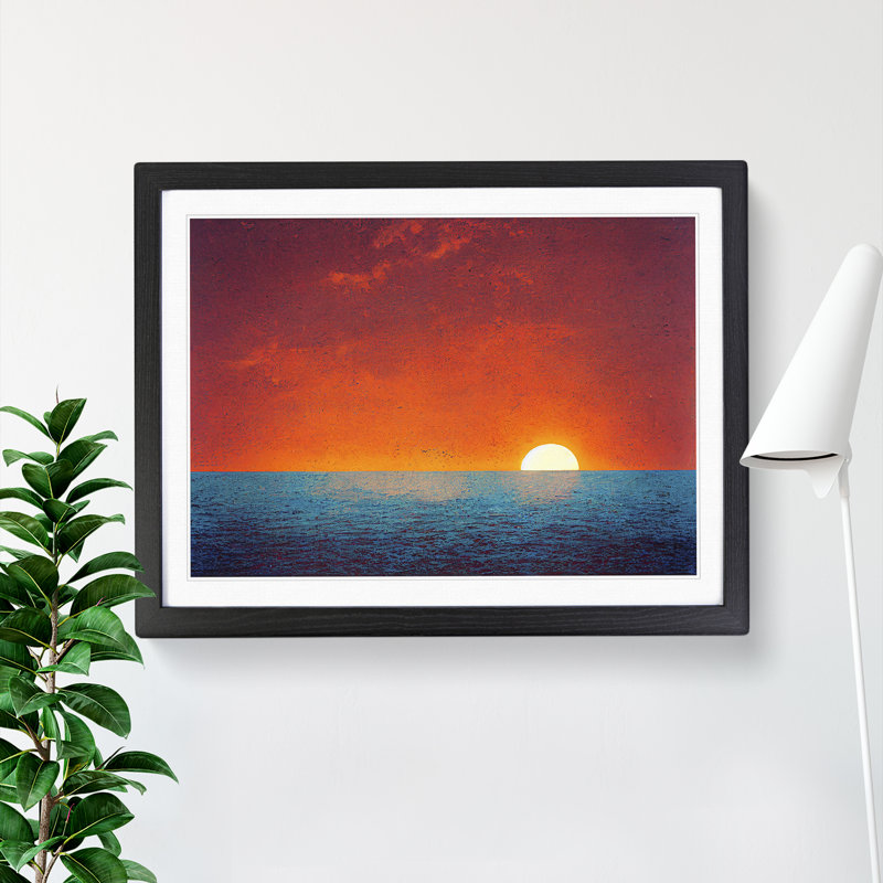 XH1022-6370X Mystical Ocean Sunset - Single Picture Frame Print, Black , 46cm H x 64cm W x 2cm D