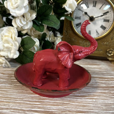 Plat à anneau éléphant étain en rouge