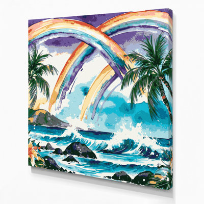 Art hawaïen arc-en-ciel gris sur toile