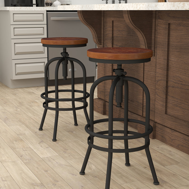 Tabouret de bar Farmhouse & Industrial, Brun / Noir