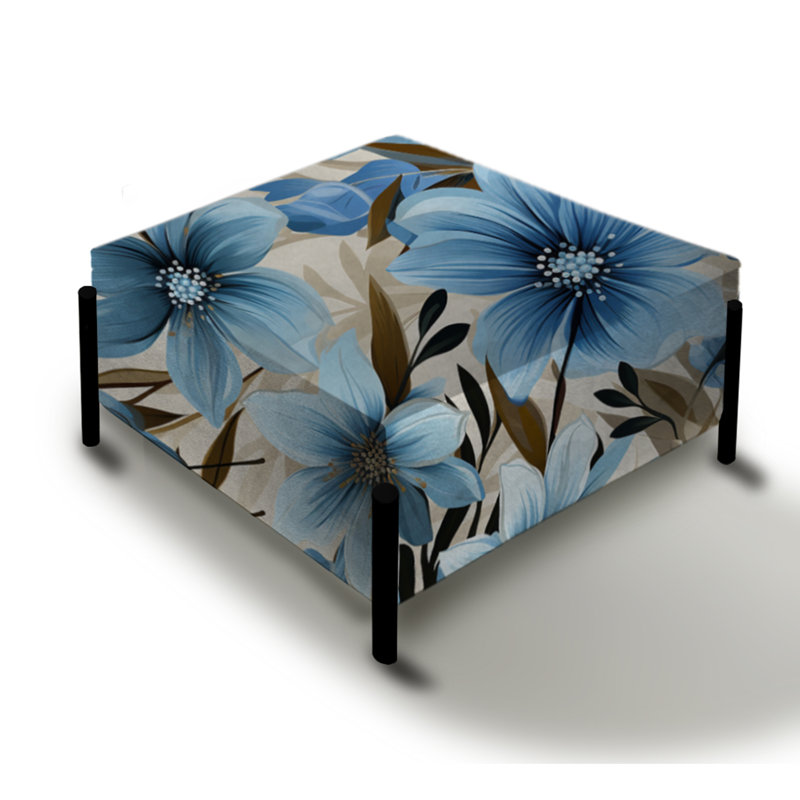 Grand repose-pieds carré bleu Blue Coastal Harmony
