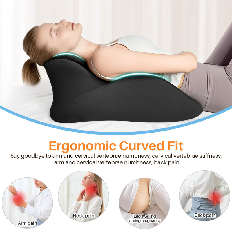 Oreiller à mémoire de forme, oreiller ergonomique pour la lecture, soutien du dos et du cou, Noir