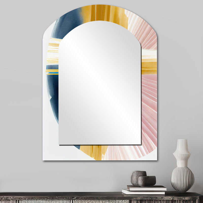 Large miroir doré brossé II - Abstract, 34 po x 25 po