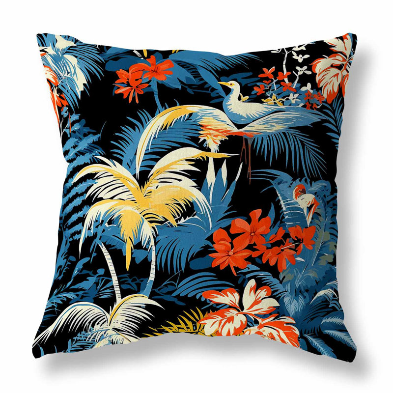 Coussin décoratif en faux suède Tropi Chirp, H 16 po x l 16 po