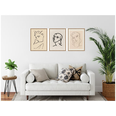 Profil de femme Henri Matisse, ensemble de 3 toiles encadrées par Nostalgia