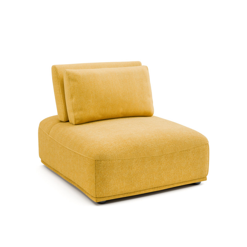 Aukeem 37'' Wide Extendable Armless Chair, Yellow Chenille