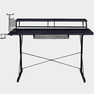 Black Carbon Fiber Computer Gaming Desk TS-200 Sport with Shelf
