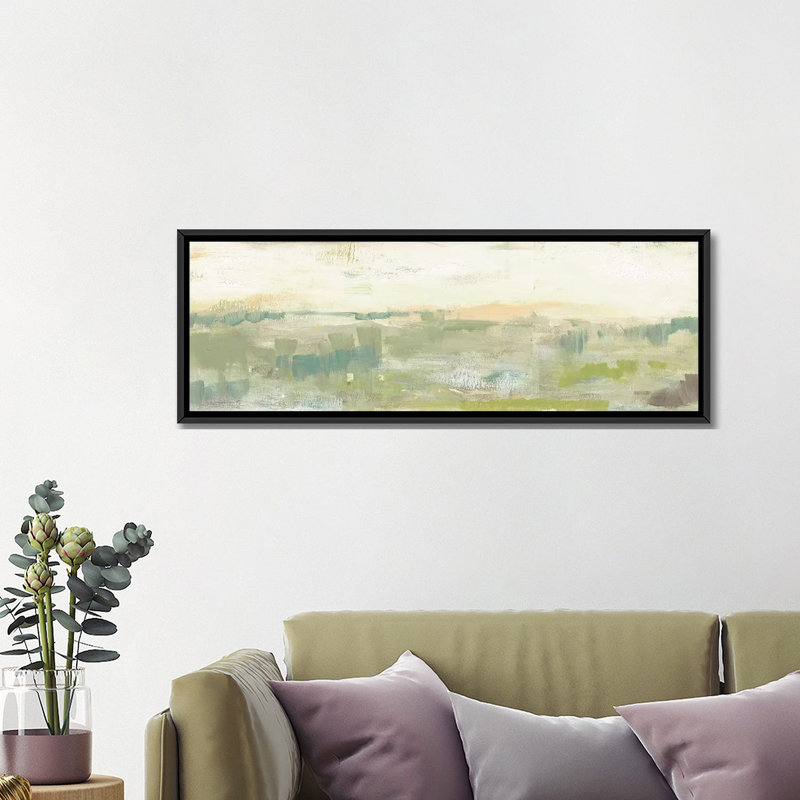«Greenery Horizon Line II», reproduction sur toile, H 16 po x l 48 po x P 1,5 po, Toile avec cadre noir