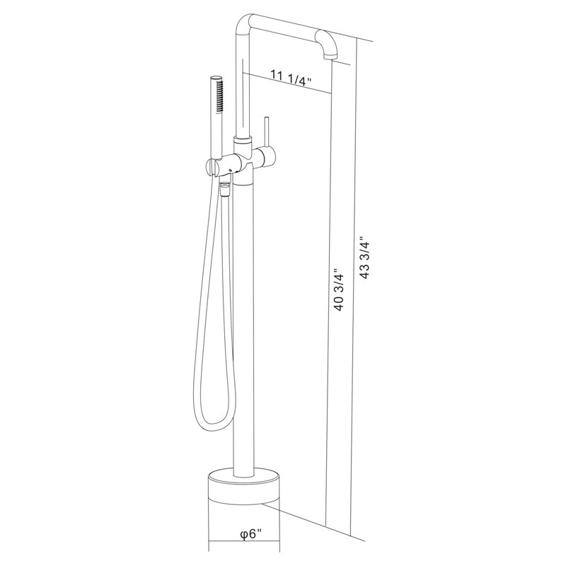 Blush Freestanding Bathroom Tub Faucet With Hand Shower, 3 Handles, Metal, 6.37 In W X D 42.34 H, 11.05 Lb Bathtub Shower Unit,