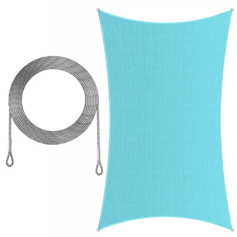 Voile d'ombrage rectangulaire avec 4 cordes d'installation, Turquoise, 12 pi x 16 pi