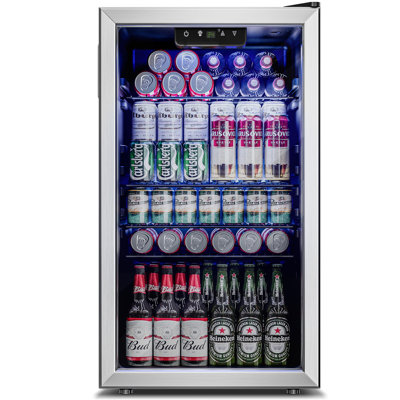 Simzlife 120 Cans (12 oz.) Freestanding Beverage Refrigerator with Wine Storage