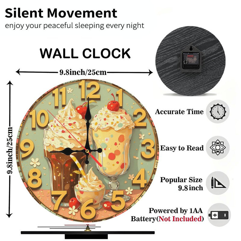 horloge dessert crème glacée lait frappé