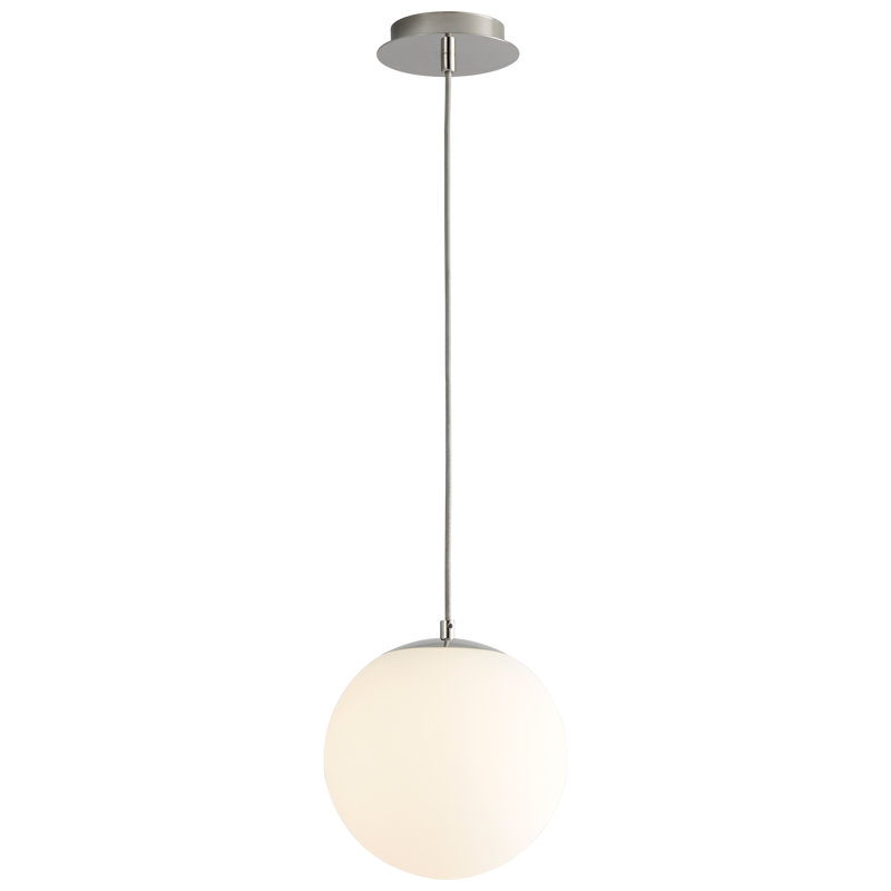 Luminaire suspendu sphère 1 lumière DEL Kamm, H 133 po x l 10 po x P 10 po, Chrome poli