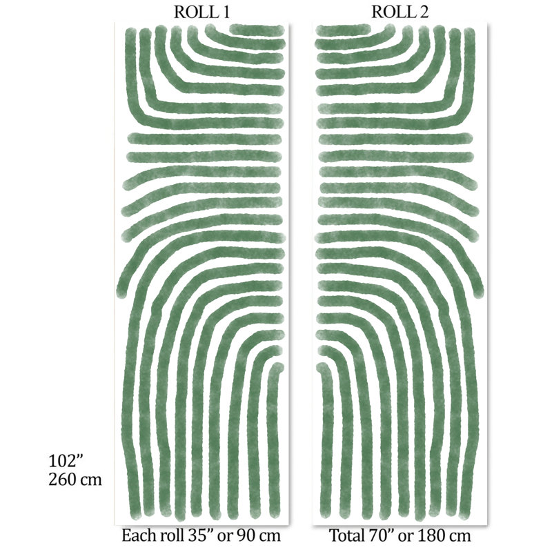 Green and White Boho Wallpaper, Green/White