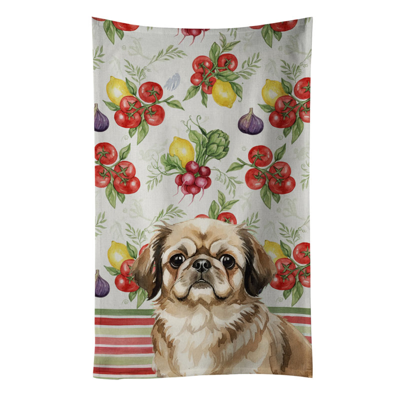 Sable Pekingese Vegetables Kitchen Towel, Sable Pekingese