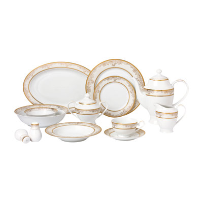 Lorren Home Trends La Luna Bone China 57 Piece Dinnerware Set, Service For 8 In Chloe