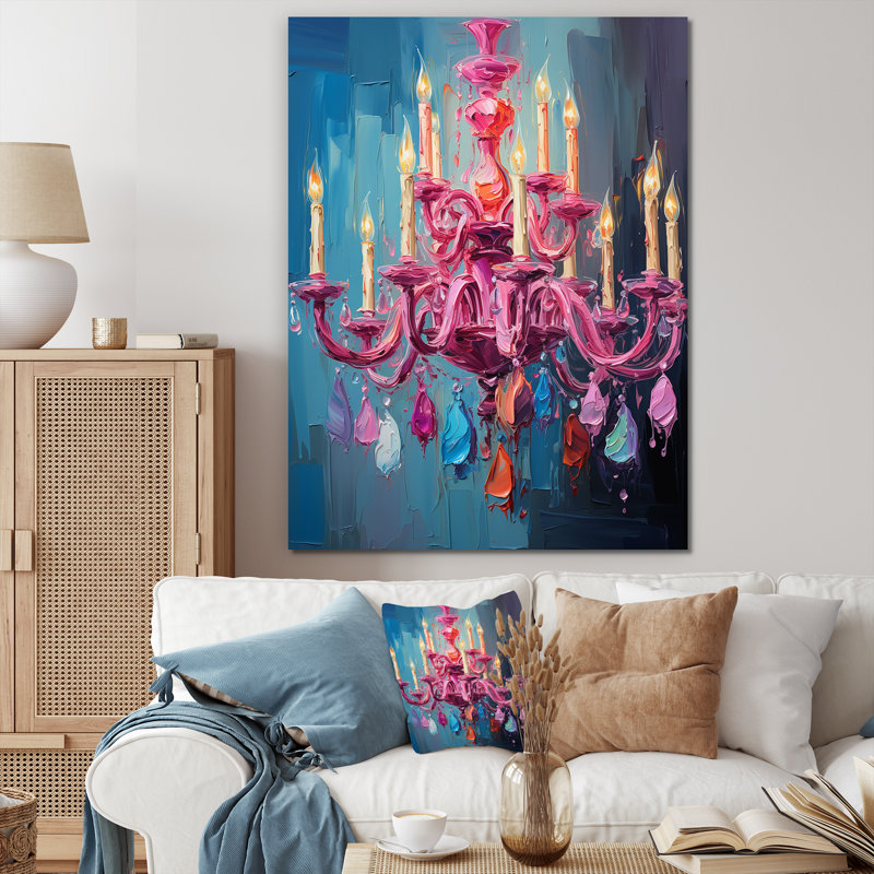Lustre rose Pop Art Glamour - lustre, Toile tendue, H 32 po x l 16 po x P 1 po