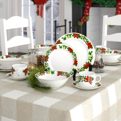 Neibert Piece Porcelain China Dinnerware Set - Service for 4