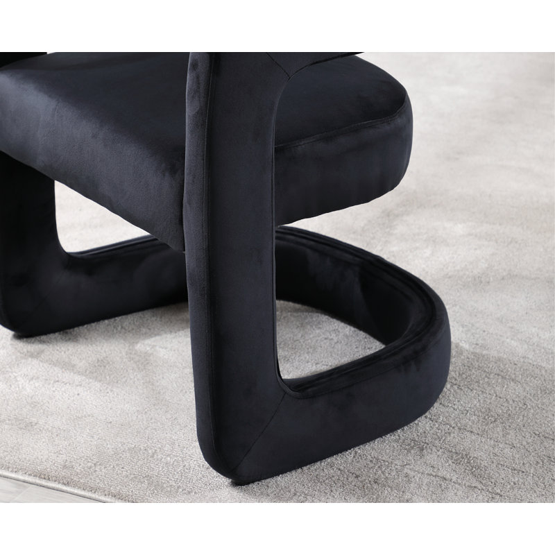 Upholstered Barrel Dining Chair With Hollow Back, Modern Solid Wood Dining Chair, Comfy Side Chair For Dining Room/Living Room