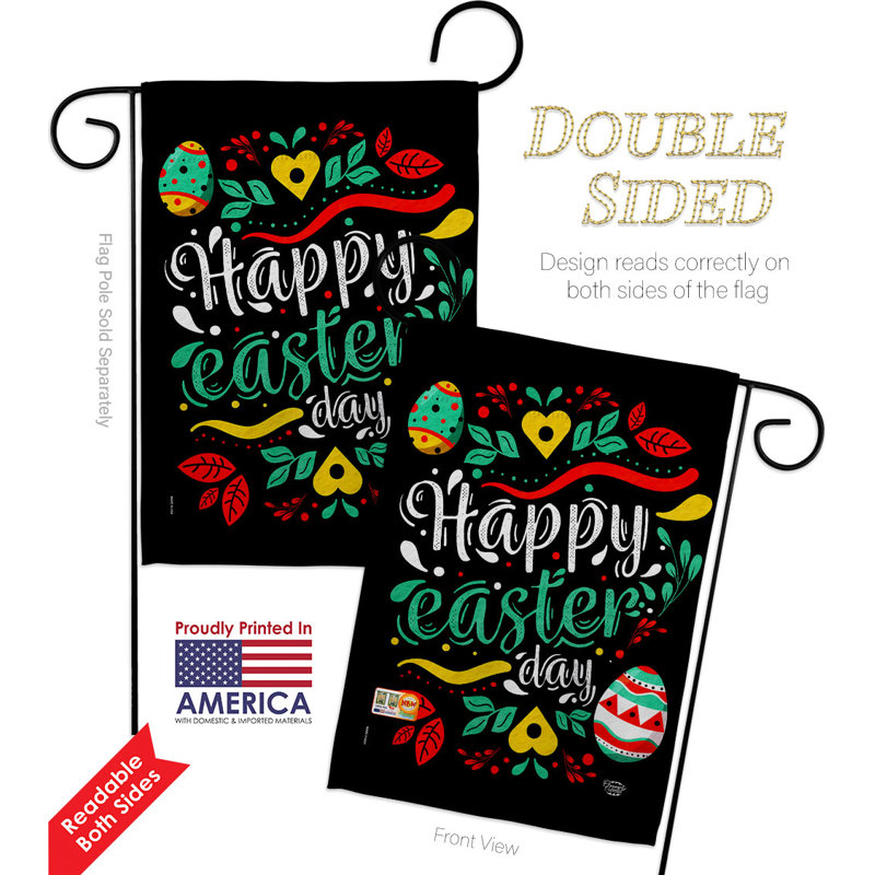 Drapeau de Pâques en polyester pour Pâques, H 18,5 po x l 13 po