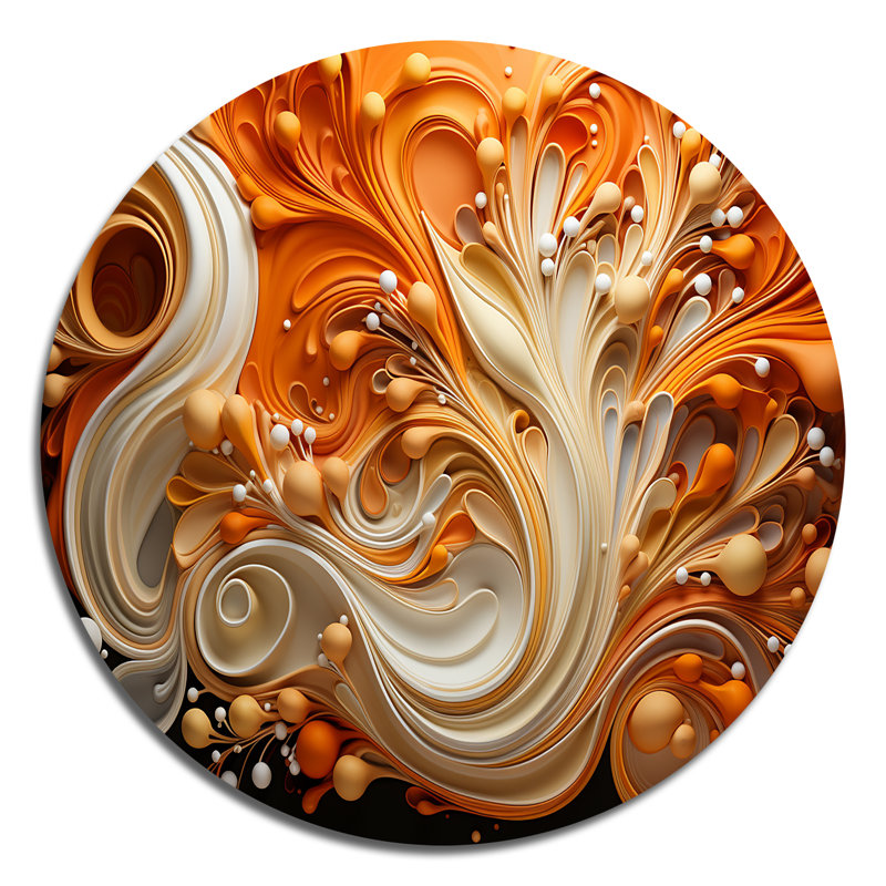 Goujon - Art abstrait rond en métal, H 16 po x l 16 po