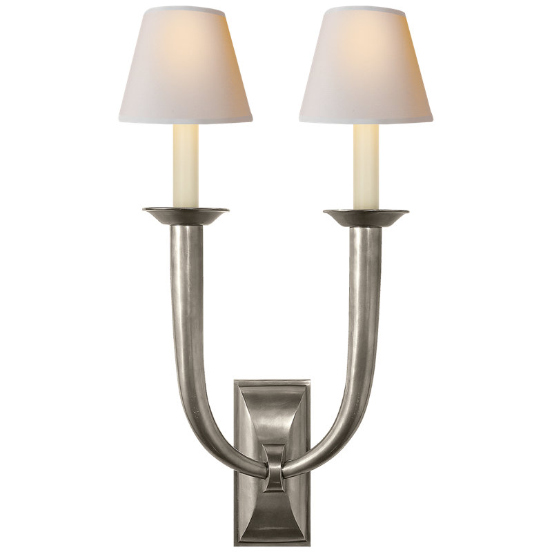 French 2 - Light Armed Sconce, Antique Nickel
