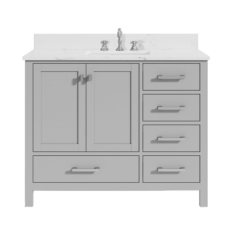 Meuble-lavabo simple 42 po Cholena, Gris