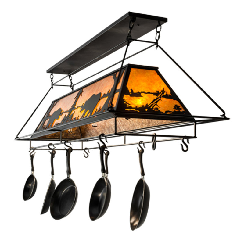 Bear at Lake 9 - Light Steel Rectangle Chandelier Pot Rack