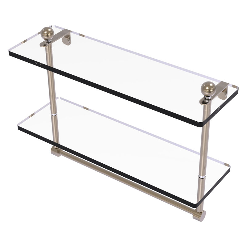 Gober 2 Piece Tiered Shelf with Towel Bar, 16", Antique Pewter