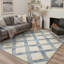 Tapis géométrique beige / bleu Lattice lavable à la machine avec envers antidérapant-128992735
