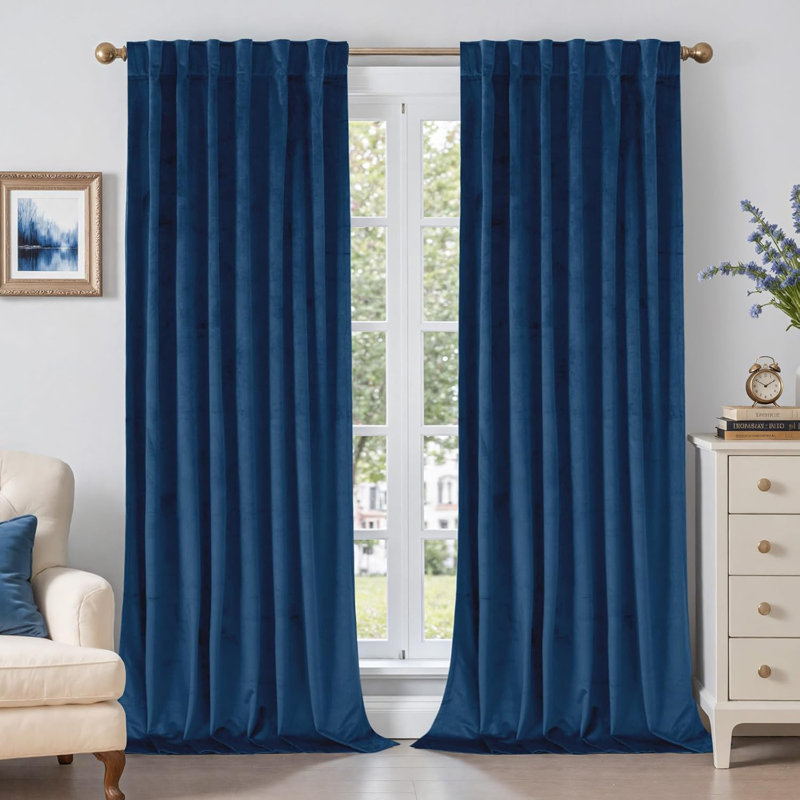 Rideau 100% velours occultant Luxury, L 52 po x L 96 po, Bleu foncé