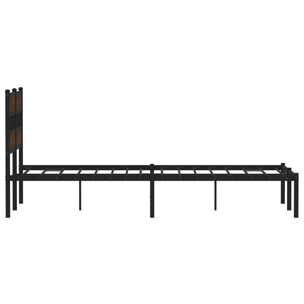 VidaXL Bed Frame - Brown Oak - 120x200 cm - Metal Construction - Headboard - Image 3