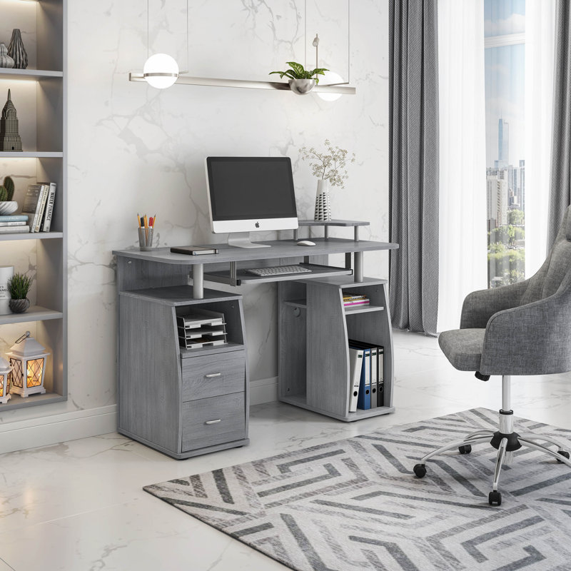 47.37'' W Desk Computer Workstation Desk with Storage for Living Room, Gray