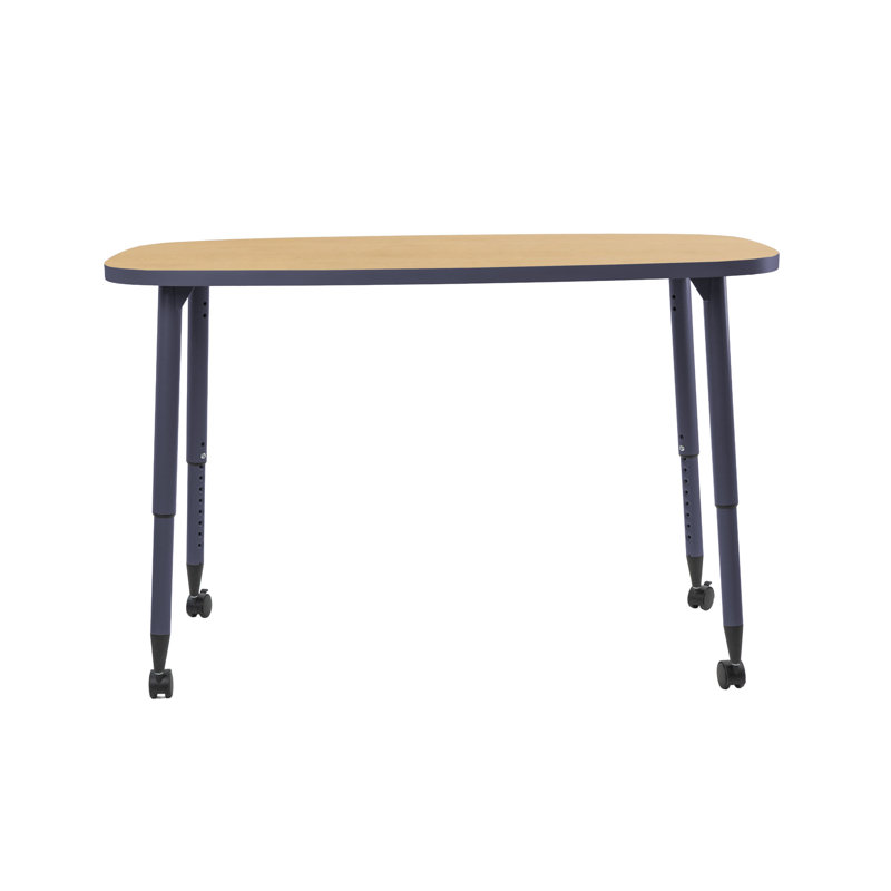 Table d'activité rectangulaire thermofusionnée avec pieds fuselés réglables 31 x 50 Adapte, Érable, Marine