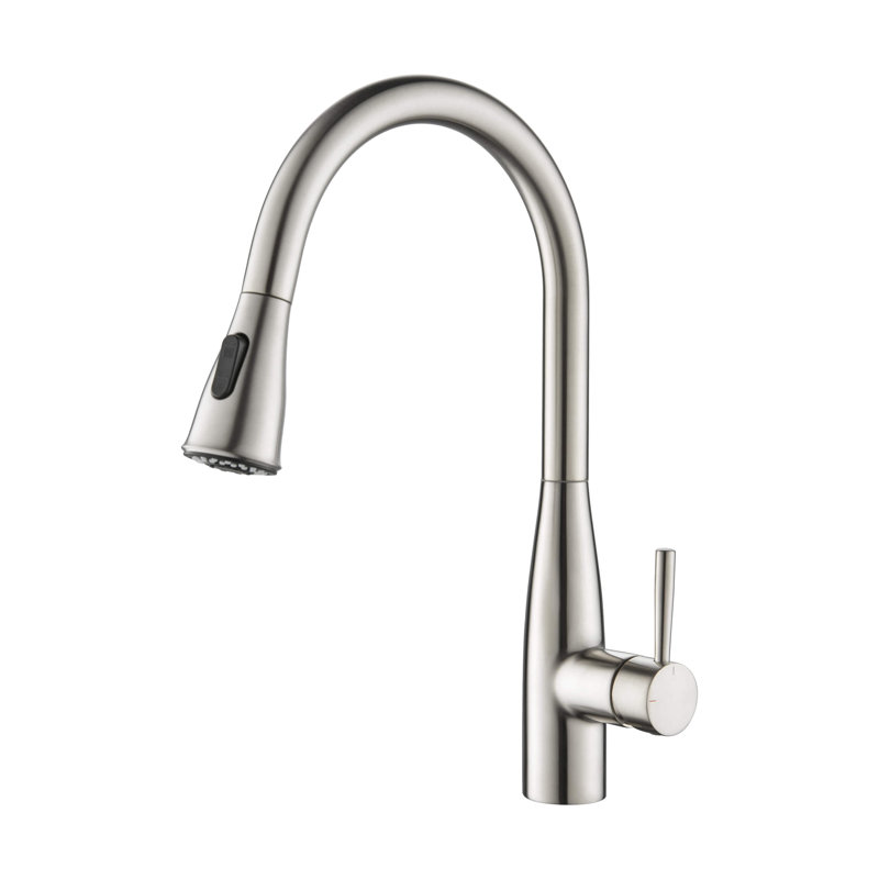 Bari-T Pull Down Single Handle Kitchen Faucet, Brushed Nickel