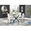 Bernell Modern Chrome Metal & Glass Round Dining Table Set with 4 Quilted Velvet Chairs-88388792-88388794-88388796