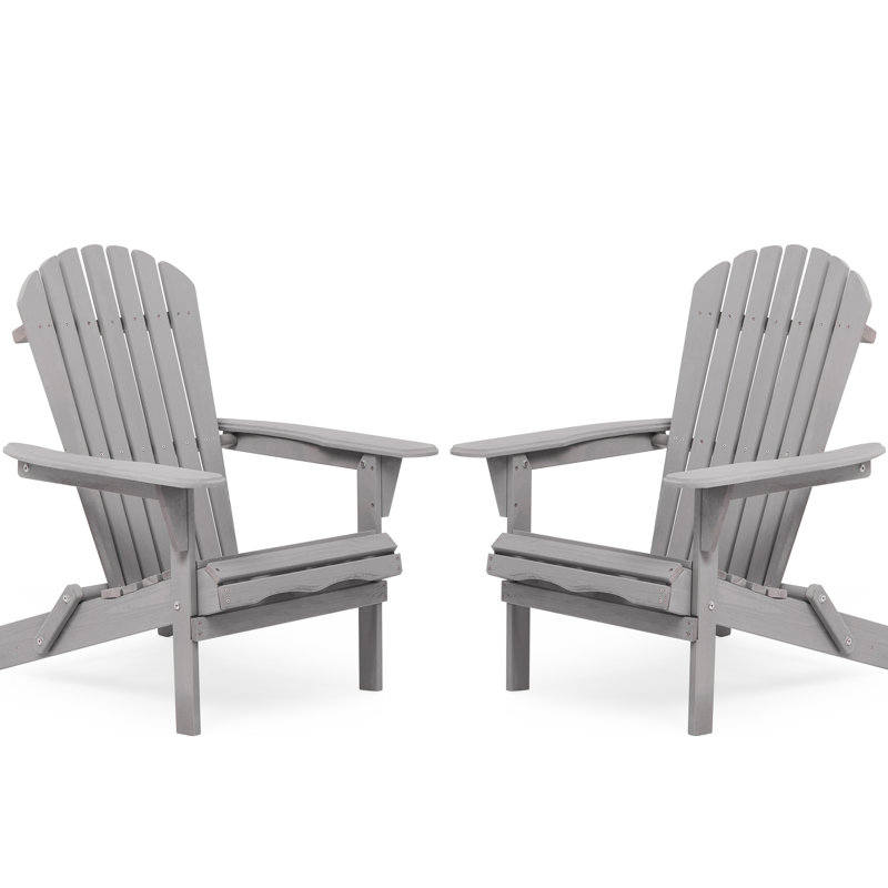 2 chaises pliantes en bois massif gris, Gris