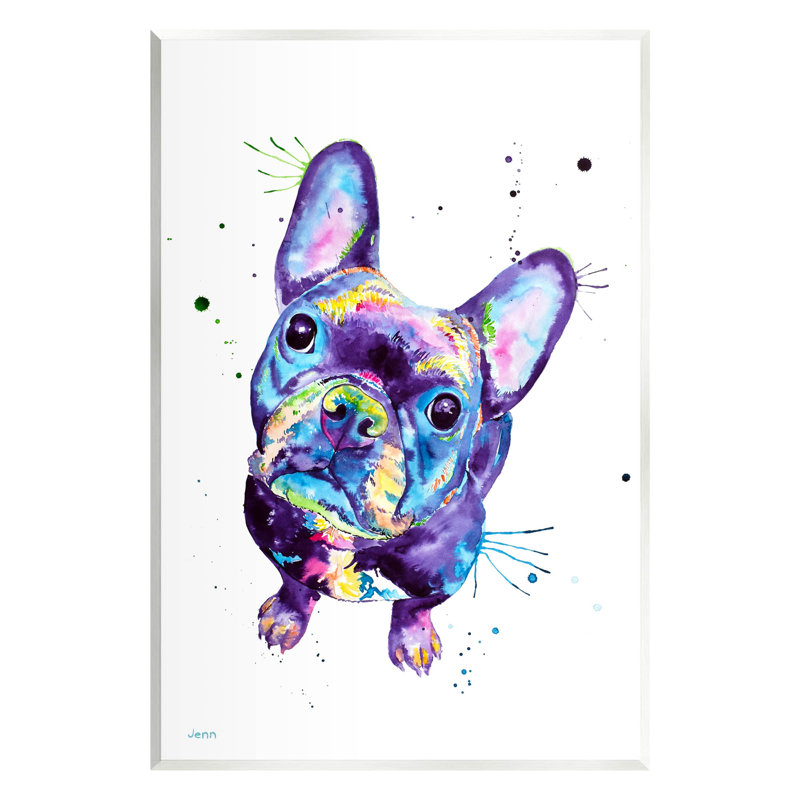 Art de giclée de chien mauve français par Jen Seeley, H 19 po x l 13 po x P 0,5 po, Bois