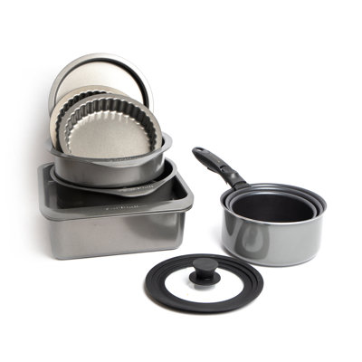 MasterClass Set of Smart Space Stacking Non-Stick Cake Baking Set, and Saucepan Set