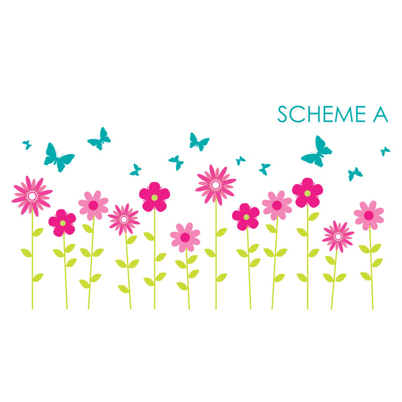 Décalcomanie murale fleur et papillon, Schéma A